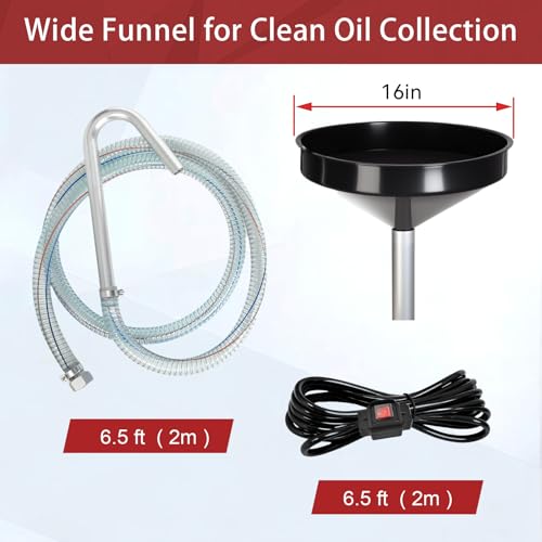 Image of FMCNMech 20 Gallon Oil Drain Container, 8 GPM 110V Electric Pump, Adjustable Oil Drain Tank with Funnel, Waste Oil Container for Automotive Oil Changes, No Air Compressor Required