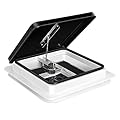 Livpow RV Roof Vent 12V Reversible FAN Kit 14" x 14" Manual Lift Black Lid