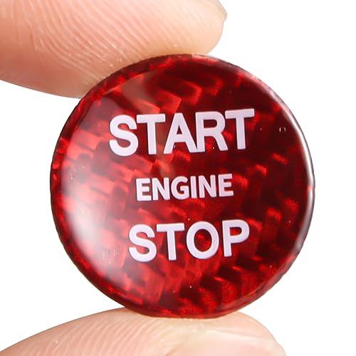 BINB ROAD Engine Start Stop Push Button Cover Trim Carbon Fiber Compatible with Land Rover Range Rover Discovery Jaguar XJ XK F-PACE XFL XEL,Red