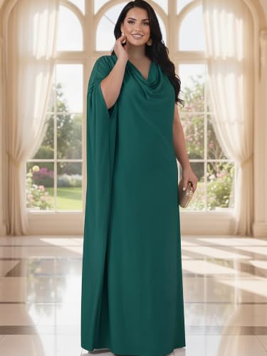 Image of KOH KOH Womens Long Cowl Neck Flowy Grecian Goddess Cape Sleeve Maxi Dress