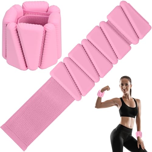 KOOOGEAR 2 pesi da polso, pesi alla caviglia, pesi regolabili in silicone, per fitness, movimento, corsa, jogging, ginnastica (2 pezzi rosa)