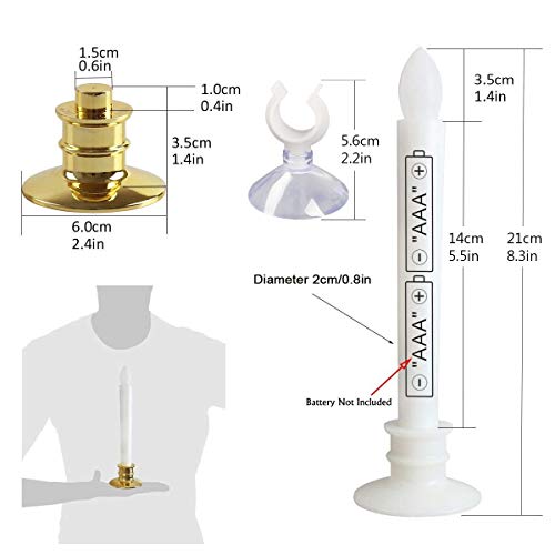 Image of 2 Pack Flameless Taper Candles with Remote /Timer & Suction Cup, Battery Operated Flickering LED Window Candles, Vintage Christmas Electric Fake Candlesticks, Golden Holder