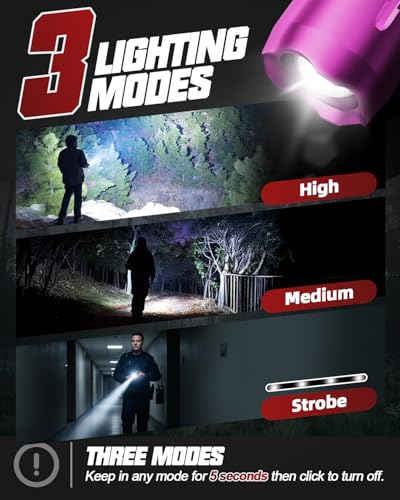 Image of Victoper Pink Rechargeabe Flashlight 2 Pack, High Lumens 5 Modes LED Bright Tactical Flashlights, Waterproof Zoomable Flash Light for Outdoor, Gifts for Camping Essentials Gear