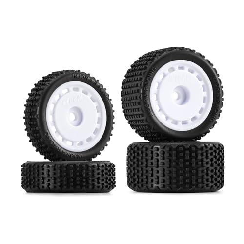 INJORA Pre-Mounted Pin Buggy Tires & Wheels for 1/24 Losi Micro-B, 4pcs(White)