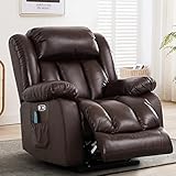 MAEVIS Large Genuine Leather Lift Recliner Chairs with Dual OKIN Motor Lay Flat Sleeping for Elderly