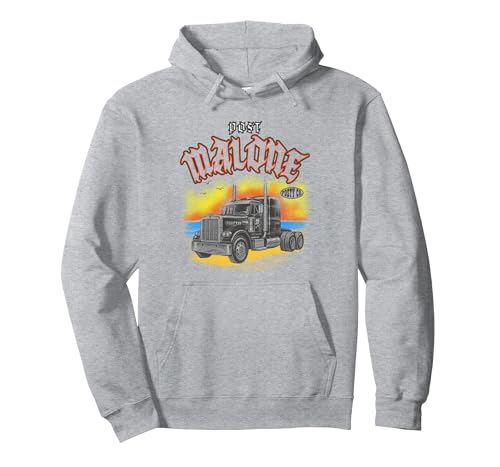 Image of Official Post Malone Posty Co Truck Pullover Hoodie, Adult Unisex, Heather Grey, Large