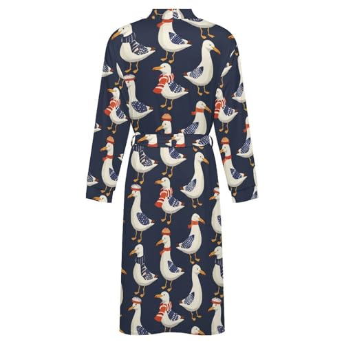 Sea-Gulls in Winter Soft Robe Long Sleeve Bathrobes V Neck Sleepwear Spa Robes with Belt Men Woman 5