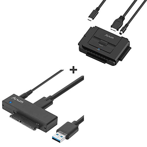 Bundle Alxum USB 3.0 to SATA Adapter for Universal 2.5 & 3.5 inches SATA HDD SDD, USB C to SATA IDE Converter for SATA and IDE HDD SSD Drives