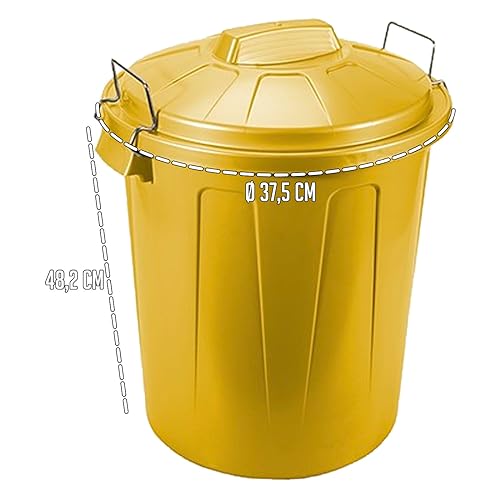 Bac à déchets robuste 31L jaune avec poignées ergonomiques - 4