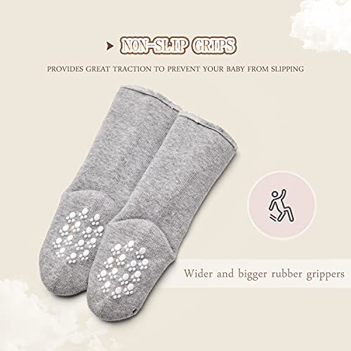 Baby Non Slip Socks Baby Boys Winter Warm Socks With Grips For Baby Boys Thicken Terry Socks 6 Pack 12-24 Months #TOP4