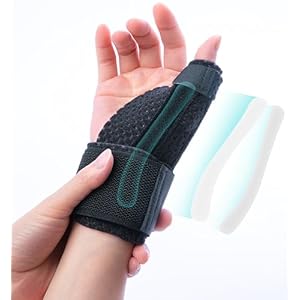 HiRui Wrist Brace Wrist Wraps and Thumb Stabilizer with Splints Support for Sprain Carpal Tunnel Arthritis Trigger Finger Pain Relief, Adjustable Lightweight Breathable (Black (Right Hand))
