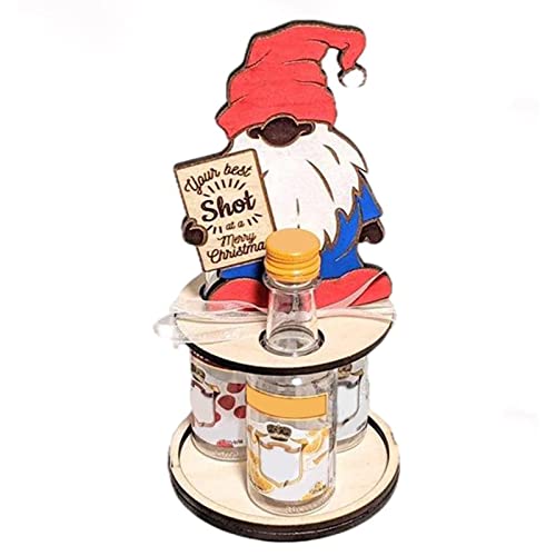 Soporte de vino mini de madera navideño para 3 botellas miniatura 1