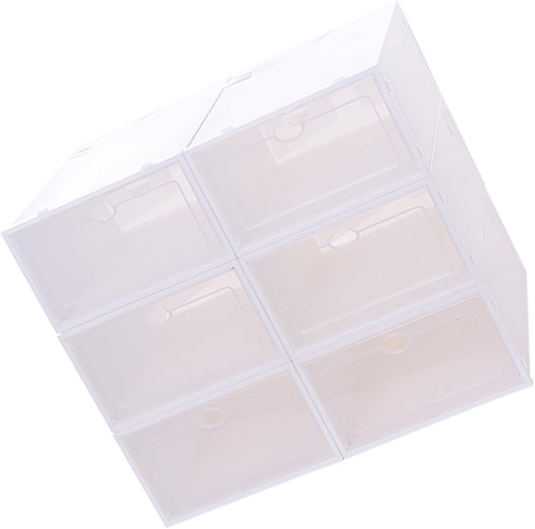 MAGICLULU 6pcs Thickened Shoes Storage Box White Shoe Rack Stackable Plastic Containers Organize Your Home