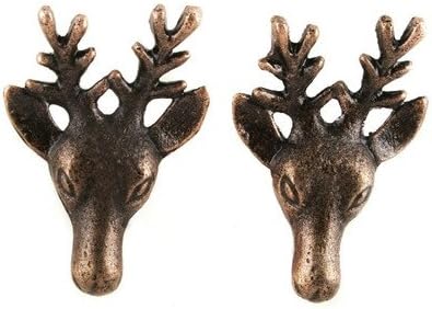 Set of 4 Metal Deer Head Cabinet Knob in Antique Brass