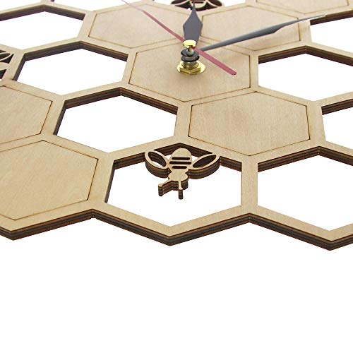 Cut Wood Honeycomb Hexagon Geometric Clock product