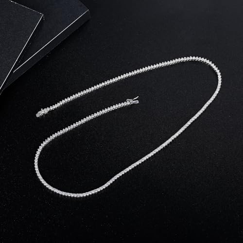 TIKJE S925 Sterling Silver Tennis Necklace| 3 Prong 2mm-5mm Cubic Zirconias Round Cut Faux Diamond Tennis Chain for Women and Men 16-22 inches Valentine's Day Gift for Her/Him4