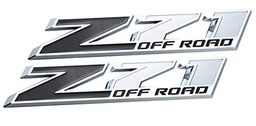 Image of Aimoll 2pcs 10 Inch Big Chrome Z71 Off Emblems Replacement for GMC Chevy Silverado (Chrome Black)