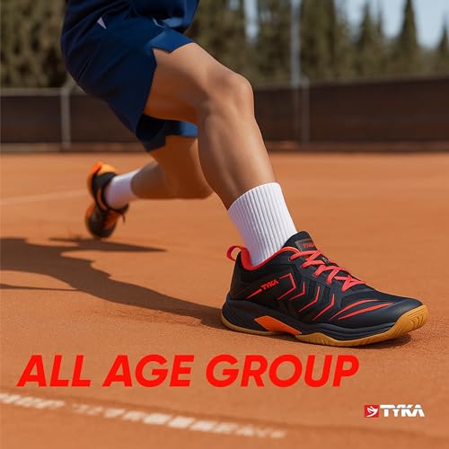 Image of TYKA Court Lite Lightweight Badminton Shoes for Men - Indoor Court Shoes with Superior Grip & Comfort Neon