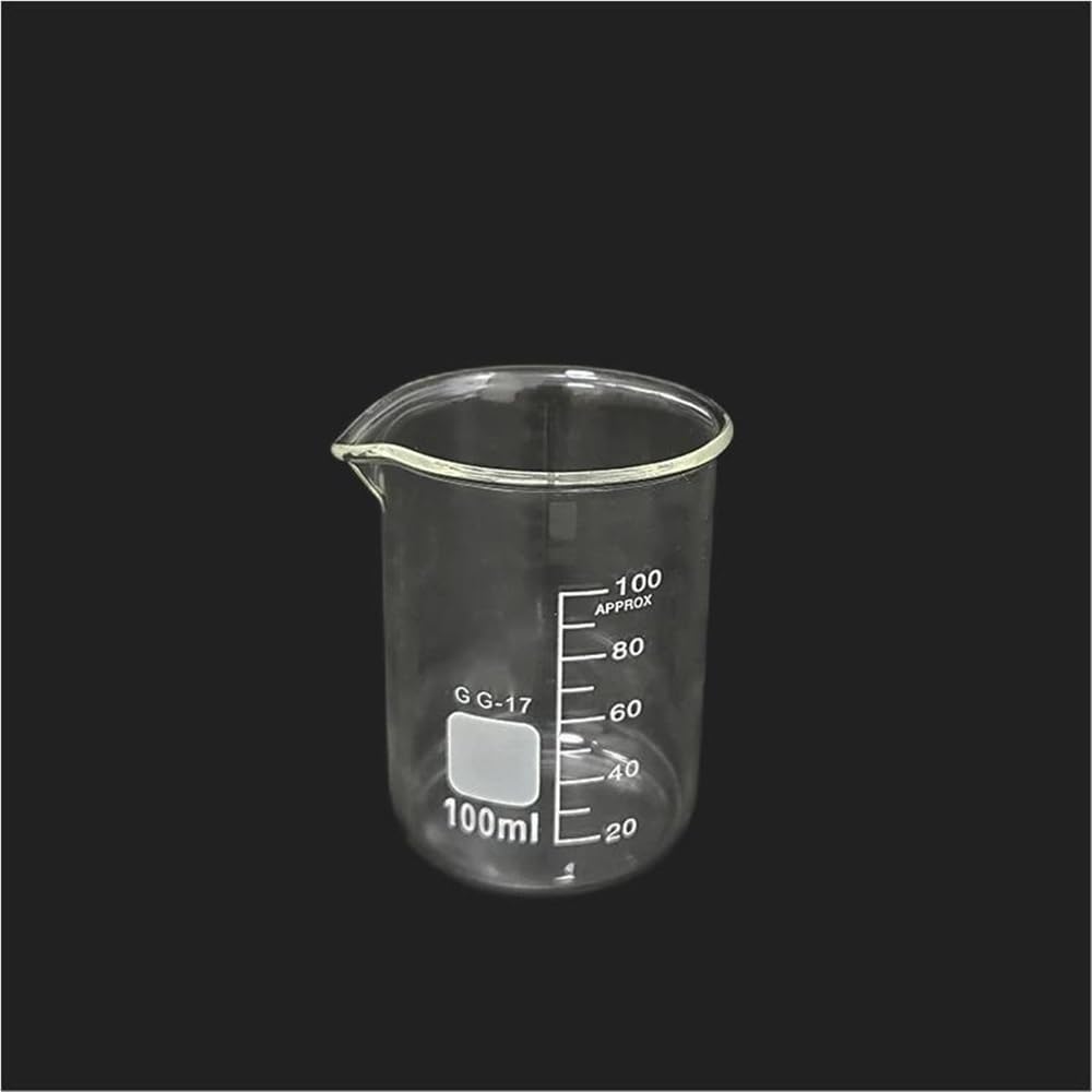 Set 8 Becher Vetro Graduati Forma Bassa 25/50/100/1000Ml Parete Spessa | 200ml, 250ml, 400ml, 500ml Tipi di becher, con bacchette agitanti