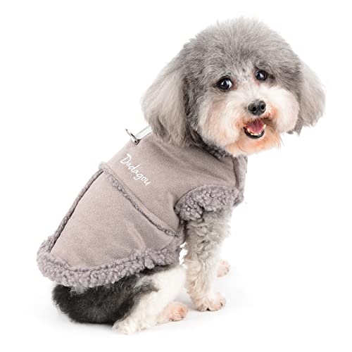 Zunea Manteau d'hiver pour Petite Chien Chaud Chiot Veste Manteau Vêtement Doux Doublé en Polaire avec Anneau en D Vêtement Coupe-Vent pour Temps Froid pour Chihuahua Yorkshire Gris S – vue 8