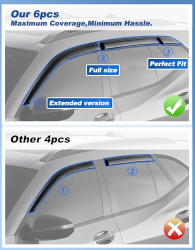 Image of 6-PCS Extra-Thick Rain Guards Fit for Chevy Trax 2024 2025 2026 Extra Durable Tape-on Window Rain Guard Window Deflectors Vent Shades Window Visor Vent Visors Exterior Car Accessories
