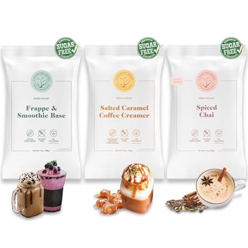 5 SPARROWS Healthy Sugar-Free Coffee Creamer Powder TRIAL PACK (Frappe, Salted Caramel, Spiced Chai), Set of 3 Samples