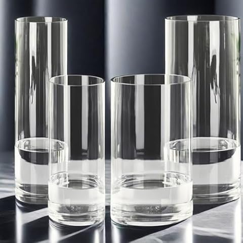 4 Pcs Acrylic Clear Cylinder Flower Vase Cover
