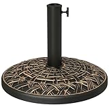 Outsunny 19' Patio Umbrella Base, 26 lbs Concrete Heavy Duty Umbrella Stand, Round Patio Umbrella Holder for 1.5'/1.9' Umbrella Poles for Outdoor, Lawn, Poolside, Bronze