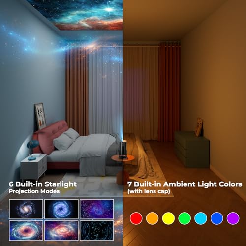 Portable Mini Projector with WiFi, Bluetooth, 4K Support, Adjustable Stand, and Ambient Night Light - Ideal for Home Theater and Outdoor Use