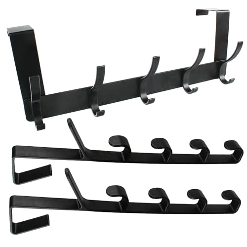 GOWTX 5-Ganci Appendiabiti Sopraporta Resistente, Attaccapanni da Porta in Lega di Alluminio, Gancio Appendere Dietro la Porta Leggero con 2 Ganci Verticali Porte per Camera da Letto Bagno