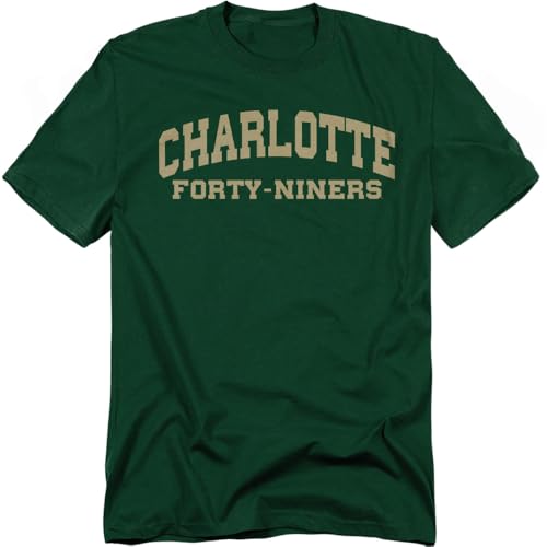 University of North Carolina at Charlotte Block University Font Unisex Adult T Shirt Hunter Green Large