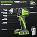 Greenworks 24V Cordless Brushless 400 in-lbs Drill/Driver+1950 in-lbs Impact Driver Combo,High Torque, Lightweight, (2) 2.0Ah USB-C Batteries(12,000mAh Power Bank) and 65W USB-C Fast Charger(3-Port)
