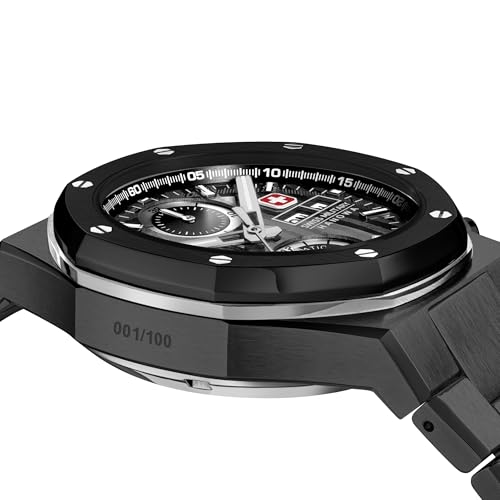 Image of Swiss Military Hanowa Damask Legends Iron Black Round Dial Swiss Made Automatic Watch for Men | SMWGL0007030