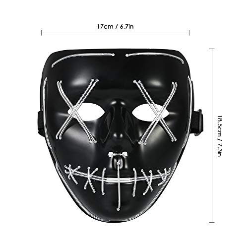 Adultos Halloween LED Light Up Máscara Halloween Costume Supplies para Festival Masquerade Cosplay P