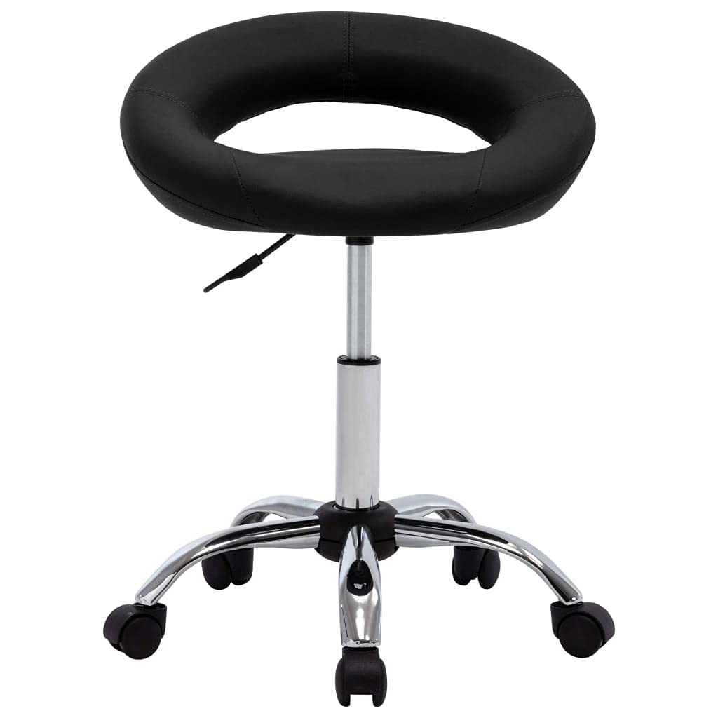 Taburete de trabajo con ruedas, color negro, con respaldo, taburete giratorio, altura ajustable, piel sintética, para salón, tatuaje, clínica, taburete de oficina, soporta hasta 110 kg