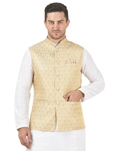 Badoliya & Sons Men's Brocade Zari Nehru Jacket/Waist Coat