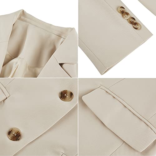 Newffr Womens Open Front Blazers Casual Long Sleeve Lapel Collar Button Down Work Office Jackets Blazer With Pocket Khaki #TOP3