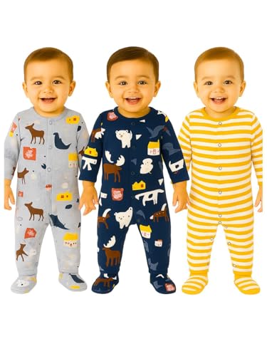 Image of TuddyBuddy 100% Organic Cotton Multi Color Sleepsuit /Onesie /Footed Romper for Baby Boy & Baby Girl