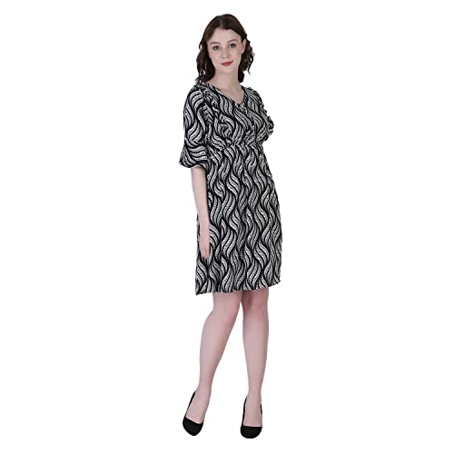 Image of Leriya Fashion Dresses for Women || Crepe Abstract Printed Dresses for Girls || Ruffled Sleeve Knee-Length mini Dress || Perfect for Outing || Travel || Casual Wear Flared one piece Dress for Women