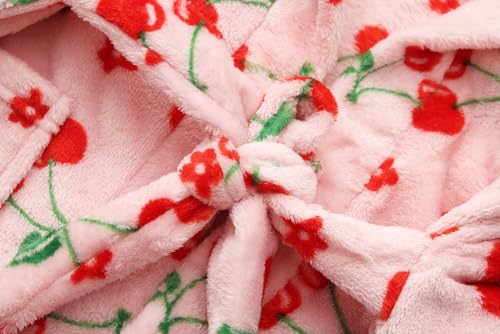 Image of Kids Hooded Bathrobe Girls Soft Plush Hooded Flannel Pajamas Sleepwear Boys Spa Robe