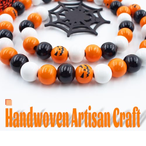 Oeyliz Halloween Tray Decor Wooden Bead Garland - image 5