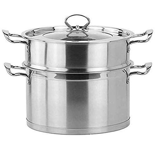 OWOHYG Vaporera de Acero Inoxidable y Vidrio Templado, Base compuesta de Tres Capas de Alta Resistencia, rápida conducción del Calor y Mango Resistente.