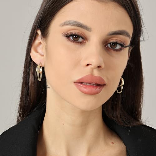 Ritach Gold Chain Earrings for Women Trendy Dainty 925 Sterling Silver Post 14k Gold Plated Chain Tassel Dangle Hoop Earrings for Gifts2