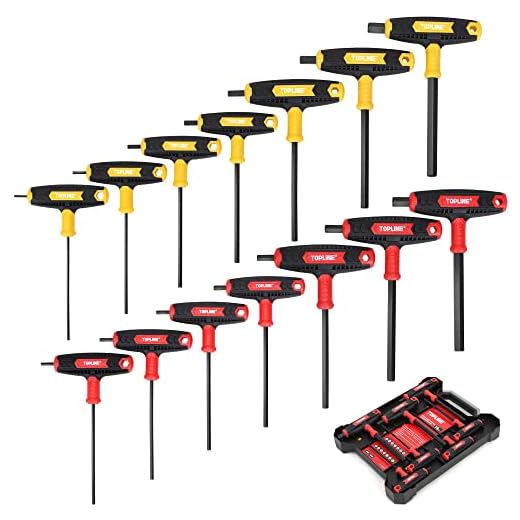 Topline 14-Piece Metric&SAE T-Handle Allen Wrench Set, Long Arm Hex Key Set with Storage Box, Portable Allen Key Set for Basic Home Repair and Mechanical Maintenance