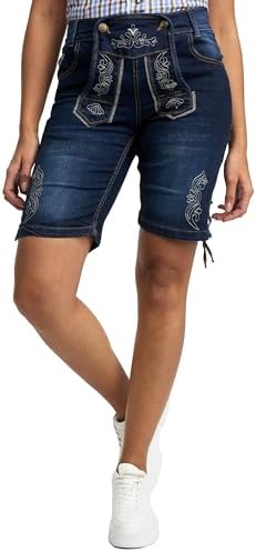 Trachtenhose Damen Trachtenjeans Shorts - Bayerische Stickerei Für Oktoberfest