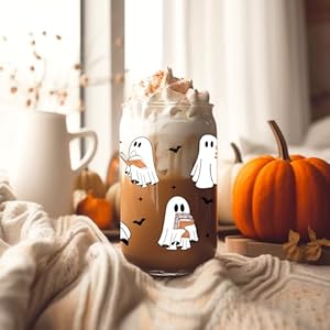 Fairys gift ghost reader halloween cup cute spooky gifts for book lovers 16 oz iced coffee tumbler cup wlid straw book themed bookworm bookish reading halloween gifts for women librarian reader  urban country home decor