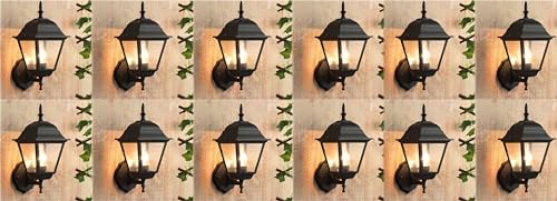 Image of B22 Holder Cast Aluminium Black Matte Finished Standard Garden Light Wall Illumination for Patio, Porch & Balcony (Pack of 12)