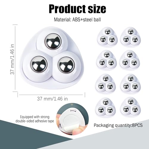 YVIFEVG Kugelrollen Möbelrollen Lenkrollen Klein Kleine Mini Rollen Flach Schwerlast Selbstklebend 360 Drehung für Möbel Haushaltsgeräte Küchengeräte, 8 Stück