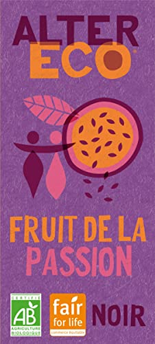 ALTER ECO - Tablette Chocolat Noir Fruit de la Passion - Bio & Équitable - Origine Équateur - 100 g