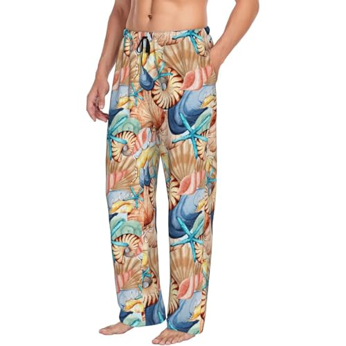 Seashell Mens Pajama Pants Cozy Lounge Baggy Lightweight Pj Pants Lounge Bottoms With Elastic Waist2